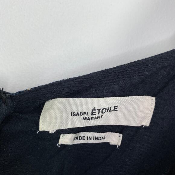 Etoile Isabel Marant Women Coquette Feminine Linen Dress Size 36 Blue Ruched - Picture 6 of 10